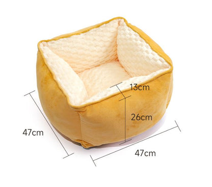 Small and medium-sized foldable square four season universal plush pet nest