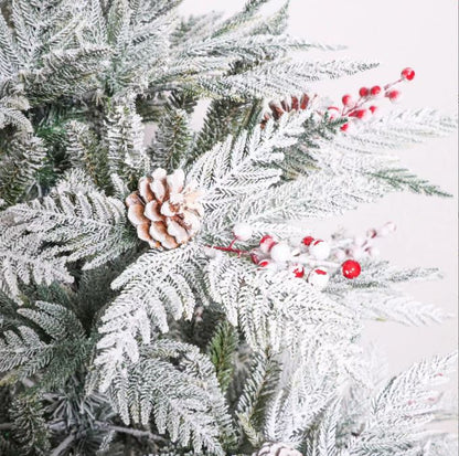 Plucked Mixed Pinecone Red Fruit White Dense Spray Snow Christmas Tree