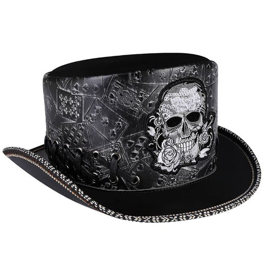 Punk retro knight skull embroidered dome party hat