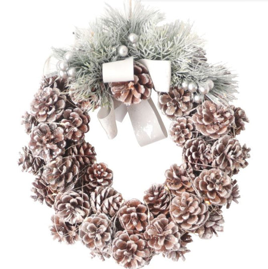 Wooden Pinecone Christmas Wreath Vine Pendant