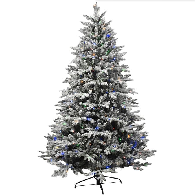 Deluxe flocked automatic Christmas tree with twining lights