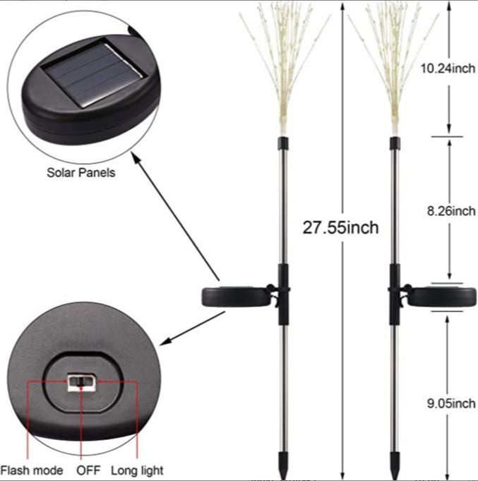 Solar powered LED waterproof dandelion fireworks ground plug light