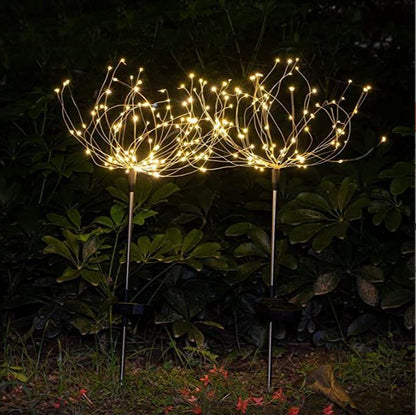 Solar powered LED waterproof dandelion fireworks ground plug light