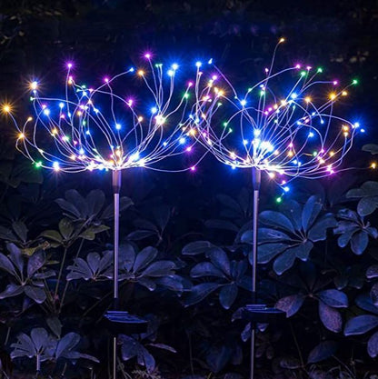 Solar powered LED waterproof dandelion fireworks ground plug light