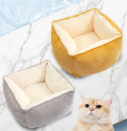 Small and medium-sized foldable square four season universal plush pet nest