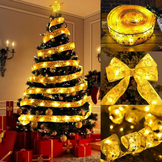 LED Christmas tree decoration silk double-layer hot stamping luminous light